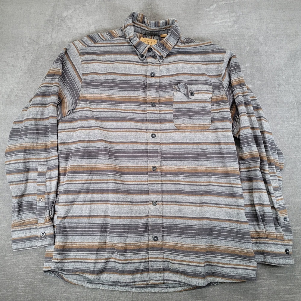 Red Head‎ Ranch Flannel Shirt Mens L Western Aztec Cowboy Blanket Striped Gray